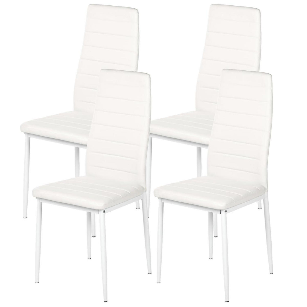 Esszimmerstühle 4er Set, Weißes, SGS-geprüft in Lederoptik