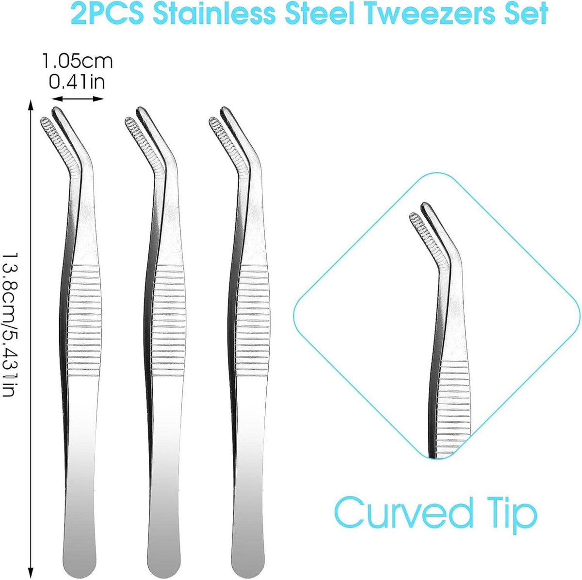 Pinzettenset Edelstahl Spitz & Abgewinkelt 3er Set DIY