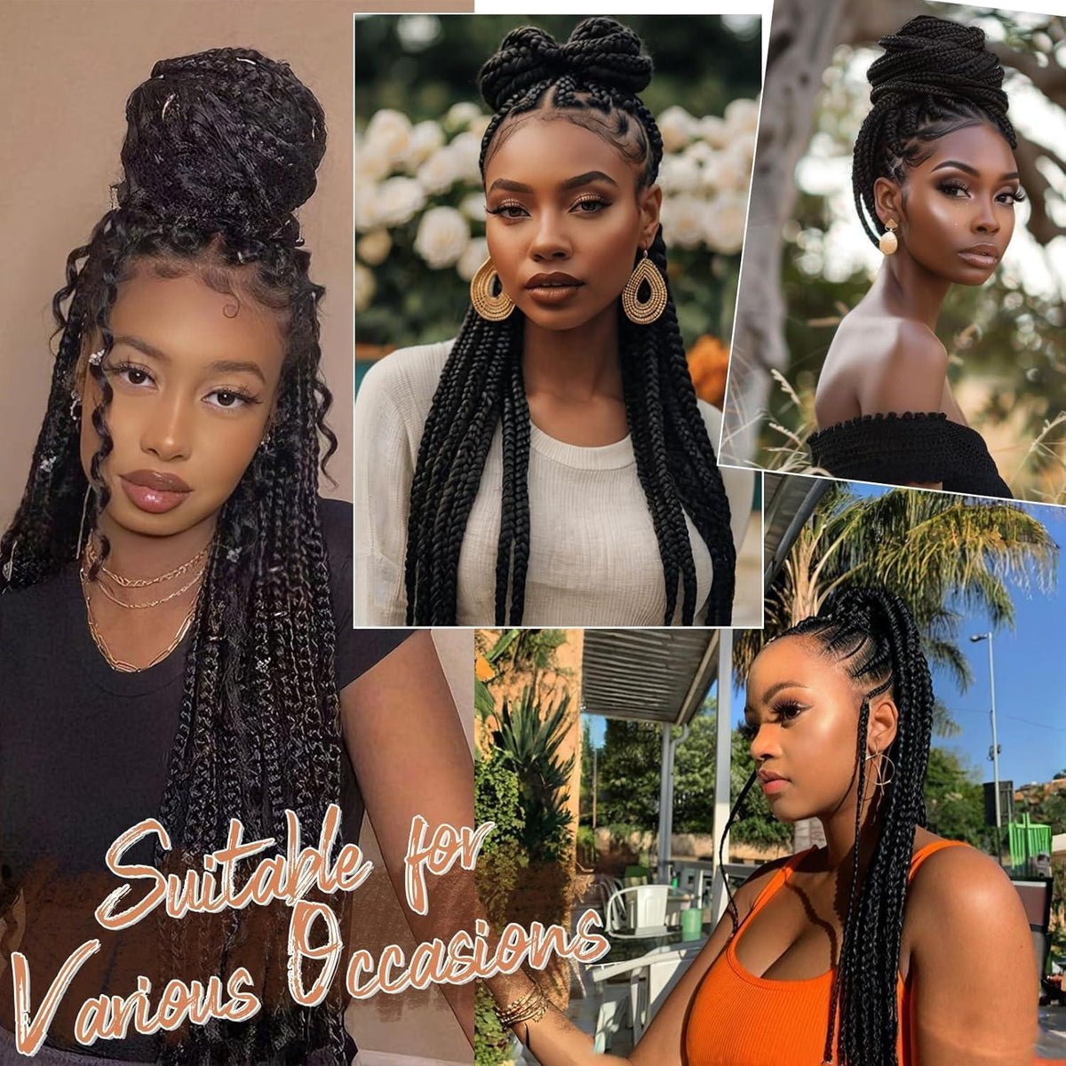 66cm Pre-Stretched Braiding Haar 8er Pack - Jet Schwarz für Zöpfe