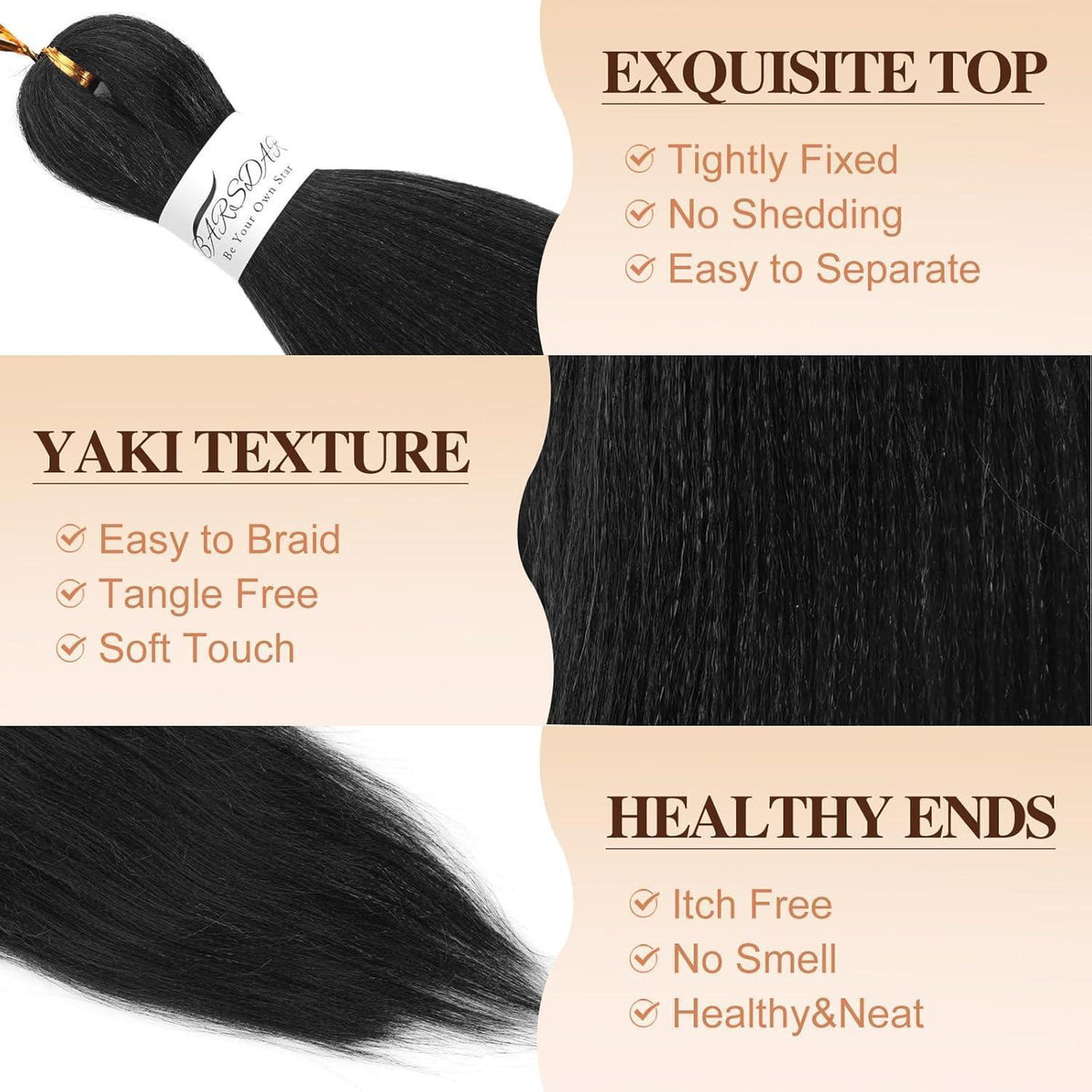 Pre-Stretched Flechthaar 66cm – 8er Pack Schwarz für Braids