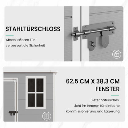 Wetterfestes Gartenhaus 152x92x192 cm – Grau & Weiß