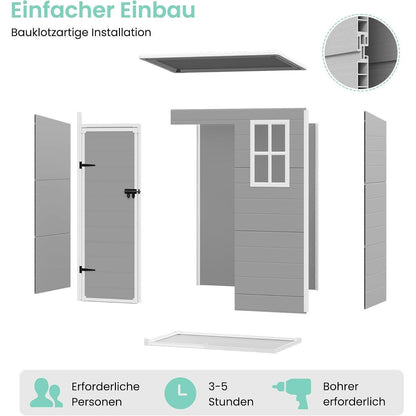 Wetterfestes Gartenhaus 152x92x192 cm – Grau & Weiß