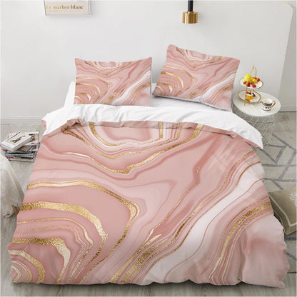 3D Marmor Bettwäsche Set Rosa Gold 135x200cm