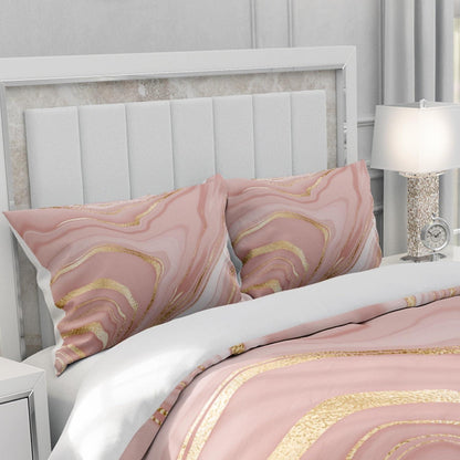 3D Marmor Bettwäsche Set Rosa Gold 135x200cm