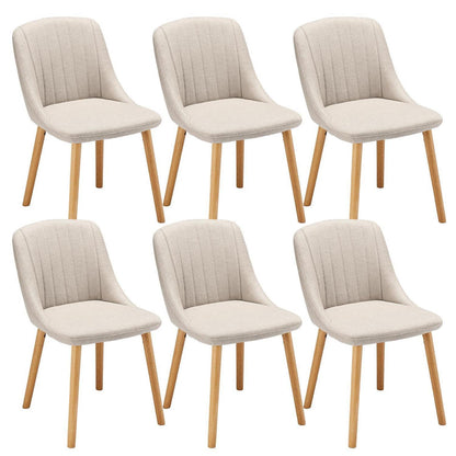 Esszimmerstuhl Set Beige Holzbeine – 6er Polsterstuhl