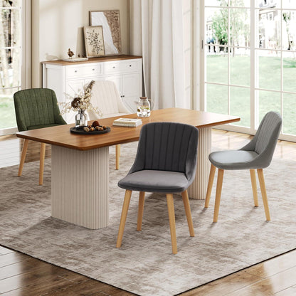 Esszimmerstuhl Set Beige Holzbeine – 6er Polsterstuhl