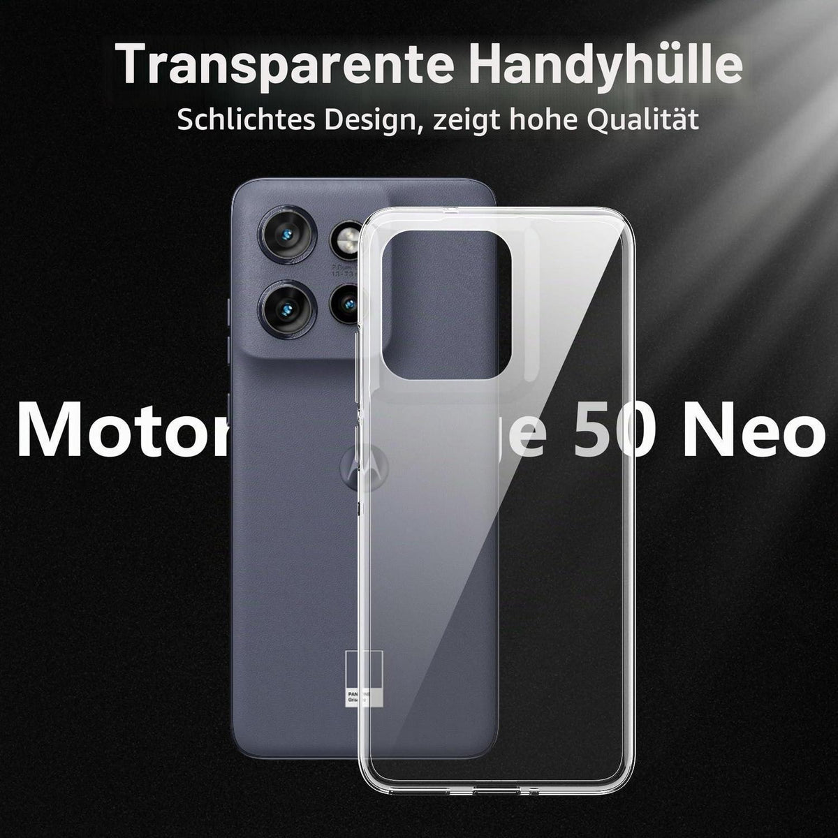 Transparente Handyhülle Motorola Edge 50 Neo/60 Neo mit Glasfolie