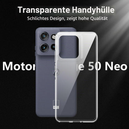 Transparente Handyhülle Motorola Edge 50 Neo/60 Neo mit Glasfolie
