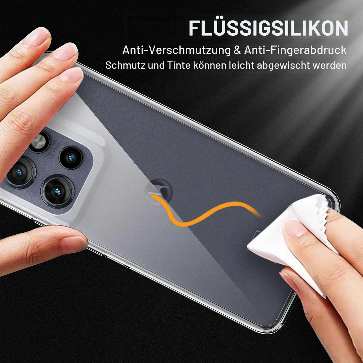 Transparente Handyhülle Motorola Edge 50 Neo/60 Neo mit Glasfolie