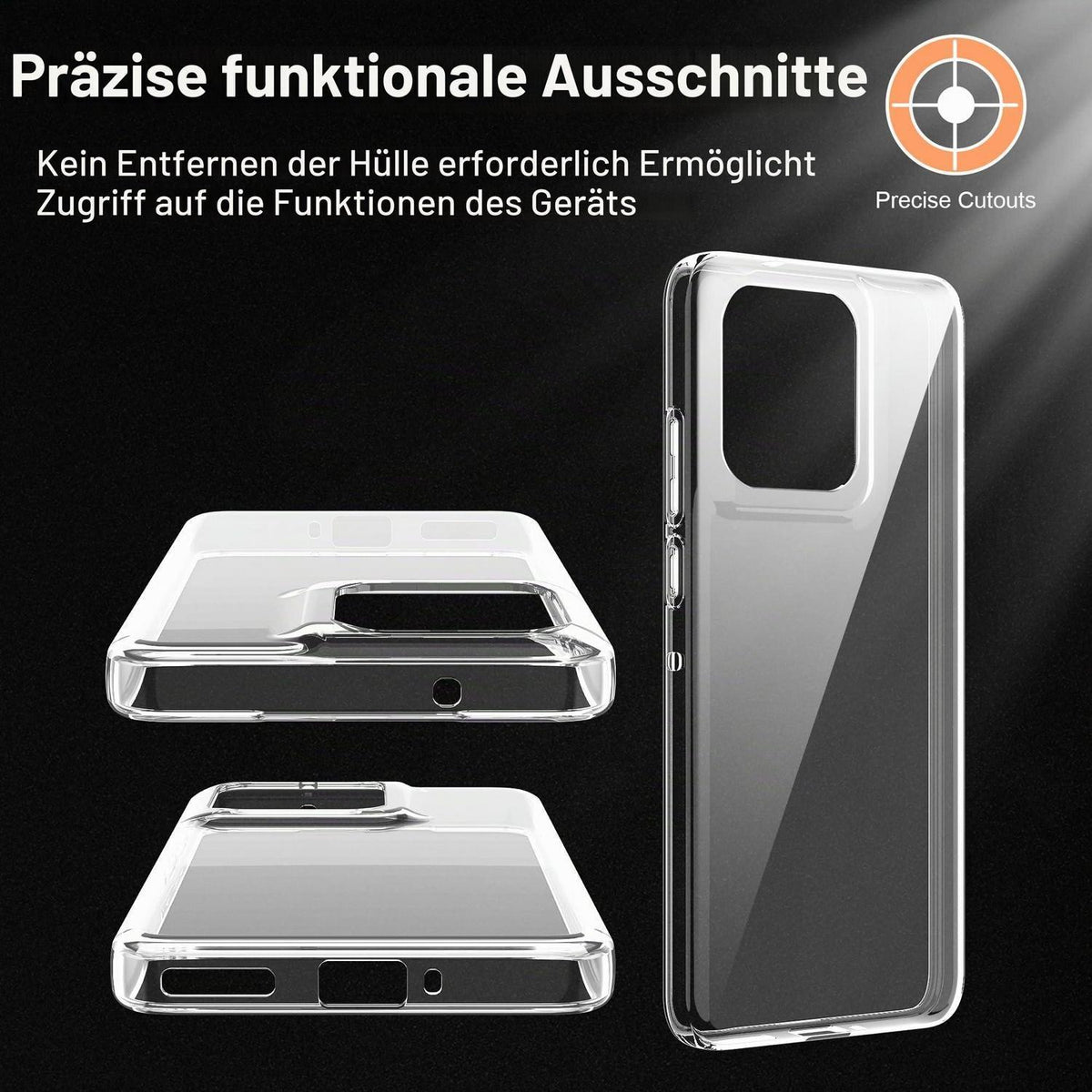 Transparente Handyhülle Motorola Edge 50 Neo/60 Neo mit Glasfolie
