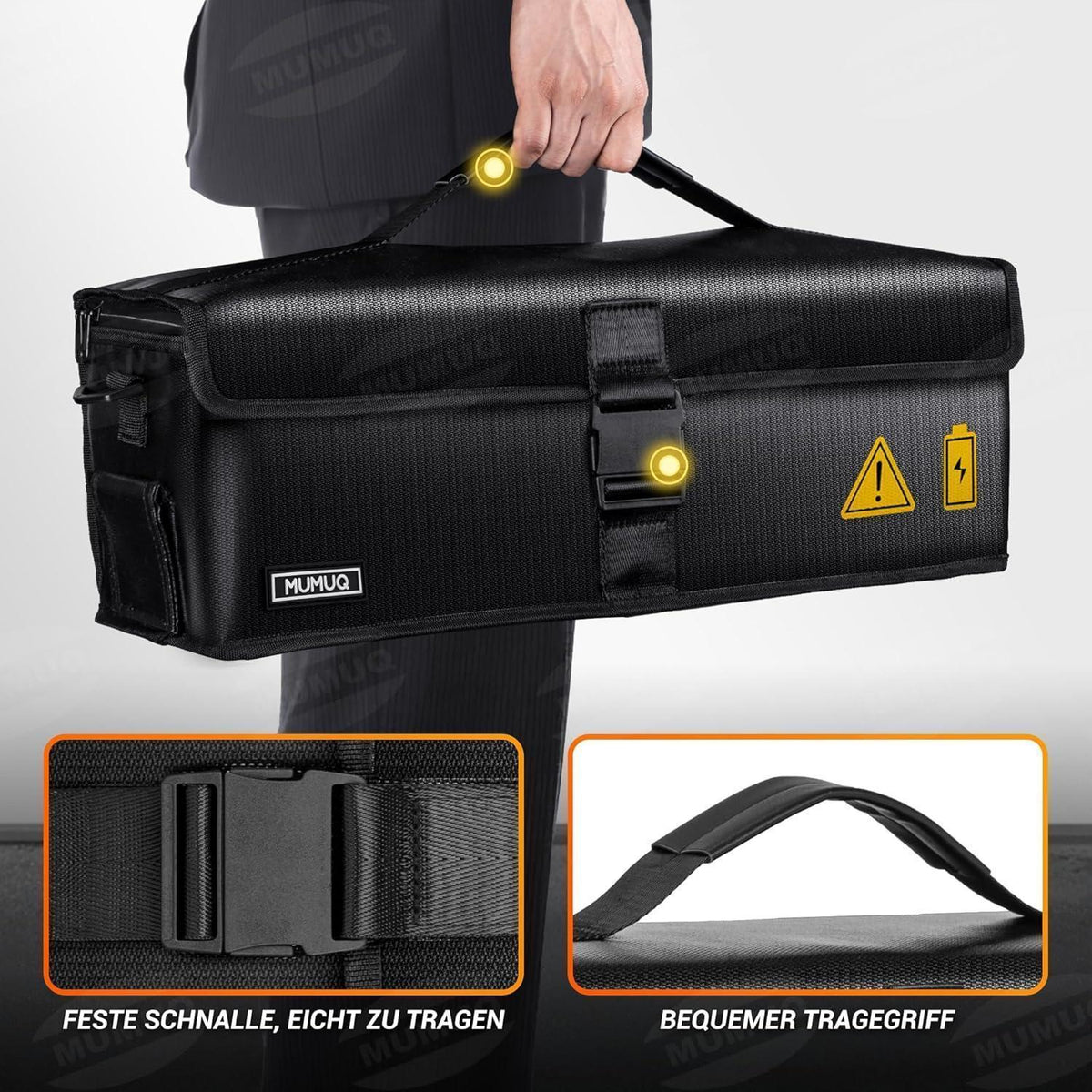 Feuerfeste Ebike Akku Tasche (M) mit Ladeanschluss