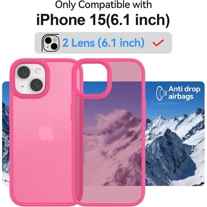 iPhone 15 Hülle transluzent matt Rose Rot mit Schutzfolie