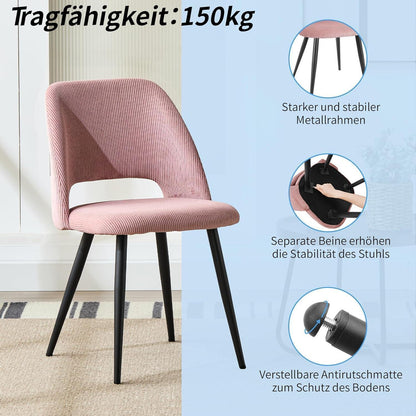 Esszimmerstühle 2er Set Samt Rosa – Modern & Komfortabel