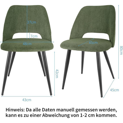Esszimmerstühle 6er Set, Samt, Grün – Gepolsterte Stühle für Küche & Wohnzimmer