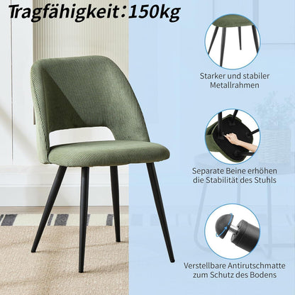 Esszimmerstühle 6er Set, Samt, Grün – Gepolsterte Stühle für Küche & Wohnzimmer