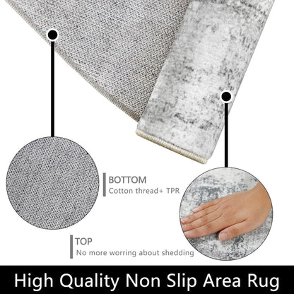 Runder Teppich Grau 150cm – Modern, Abstrakt & Waschbar