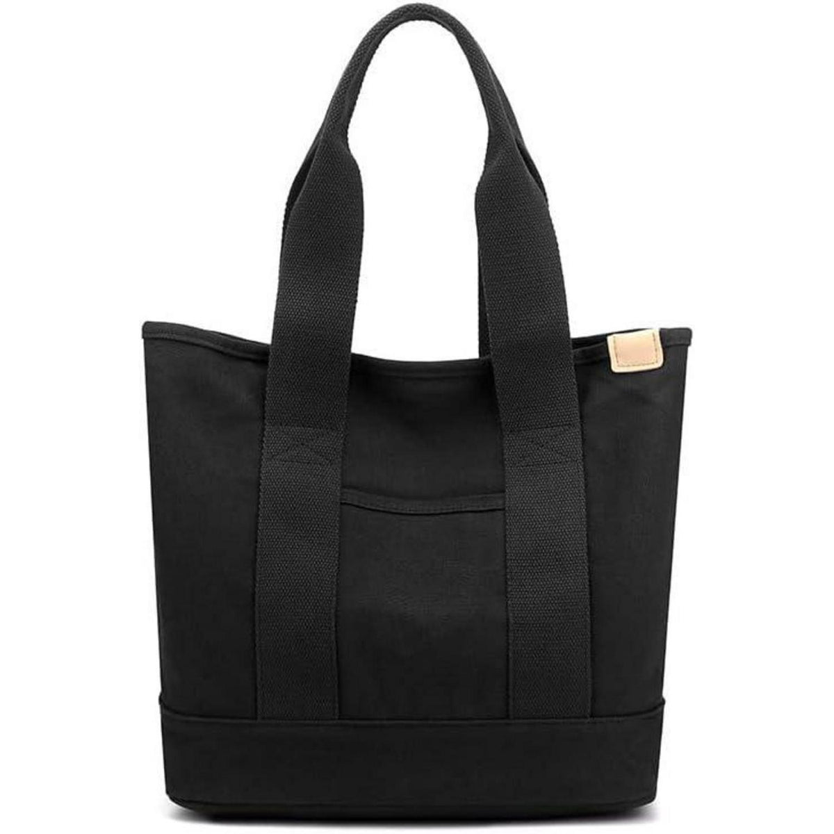 Canvas Umhängetasche Damen Schwarz mit Reißverschluss