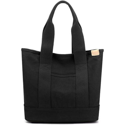 Canvas Umhängetasche Damen Schwarz mit Reißverschluss