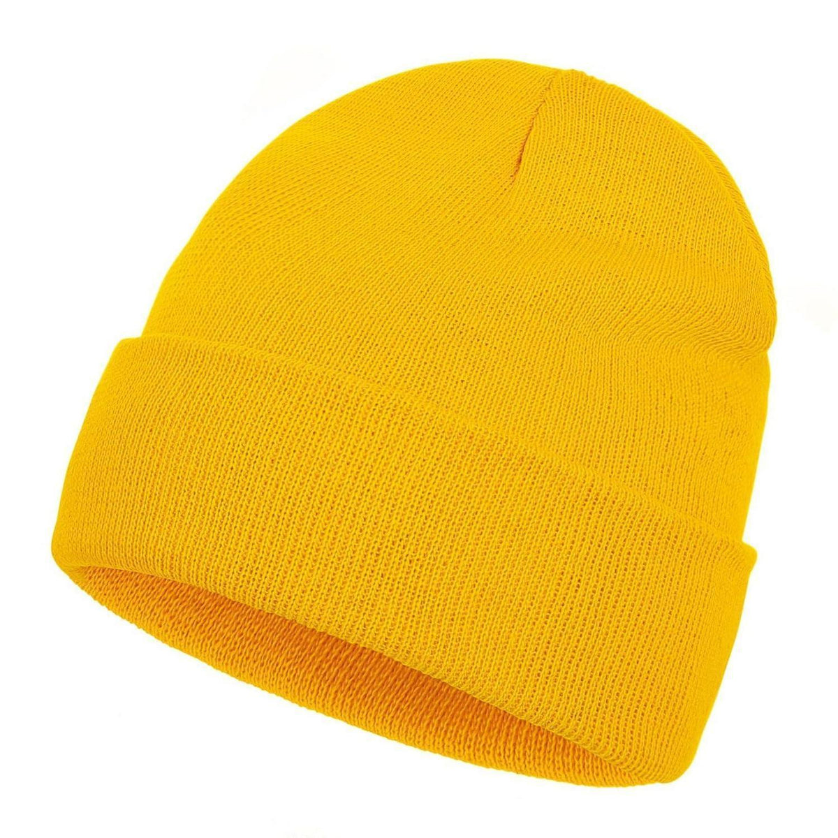 Strickmütze Beanie für Herren und Damen, dünn, warm, Einheitsgröße, Gelb