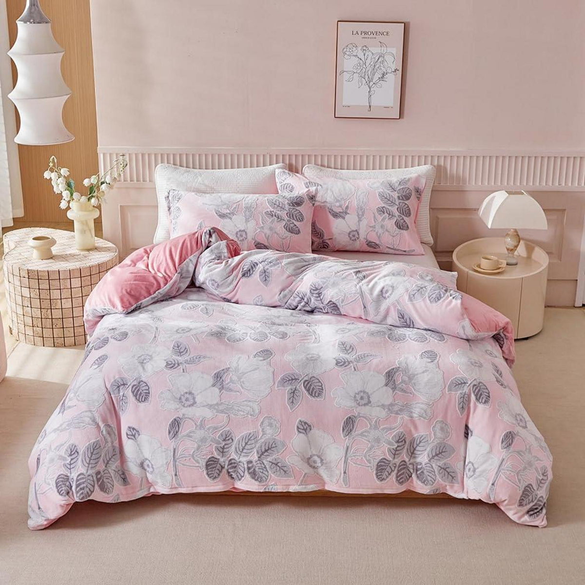 Winter Plüsch Bettwäsche 135x200 Rosa, 4-teilig, Flauschig & Warm
