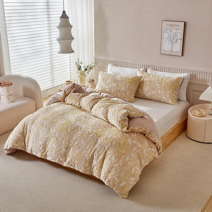 Winter Plüsch Bettwäsche 135x200 - Warm & Flauschig Gelb/Beige