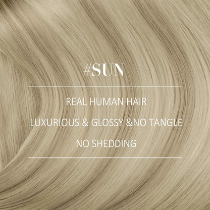 Clip-in Echthaar Extensions Ombre Aschblond Platinblond 40cm