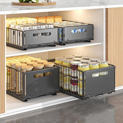 Teleskopschublade für Küchenschrank, ausziehbar, schwarz, 4 Stück