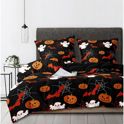 Halloween Bettwäsche-Set 135x200 cm - 4-teilig mit Kürbis-Motiv