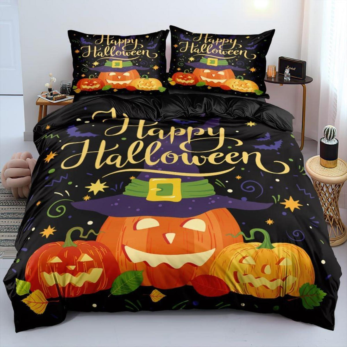 Halloween Bettwäsche Set 155x220 Kürbis 3D Mikrofaser