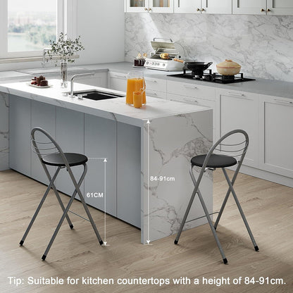 Klappbarer Barhocker 6er Set – Schwarz & Silber, Ohne Montage