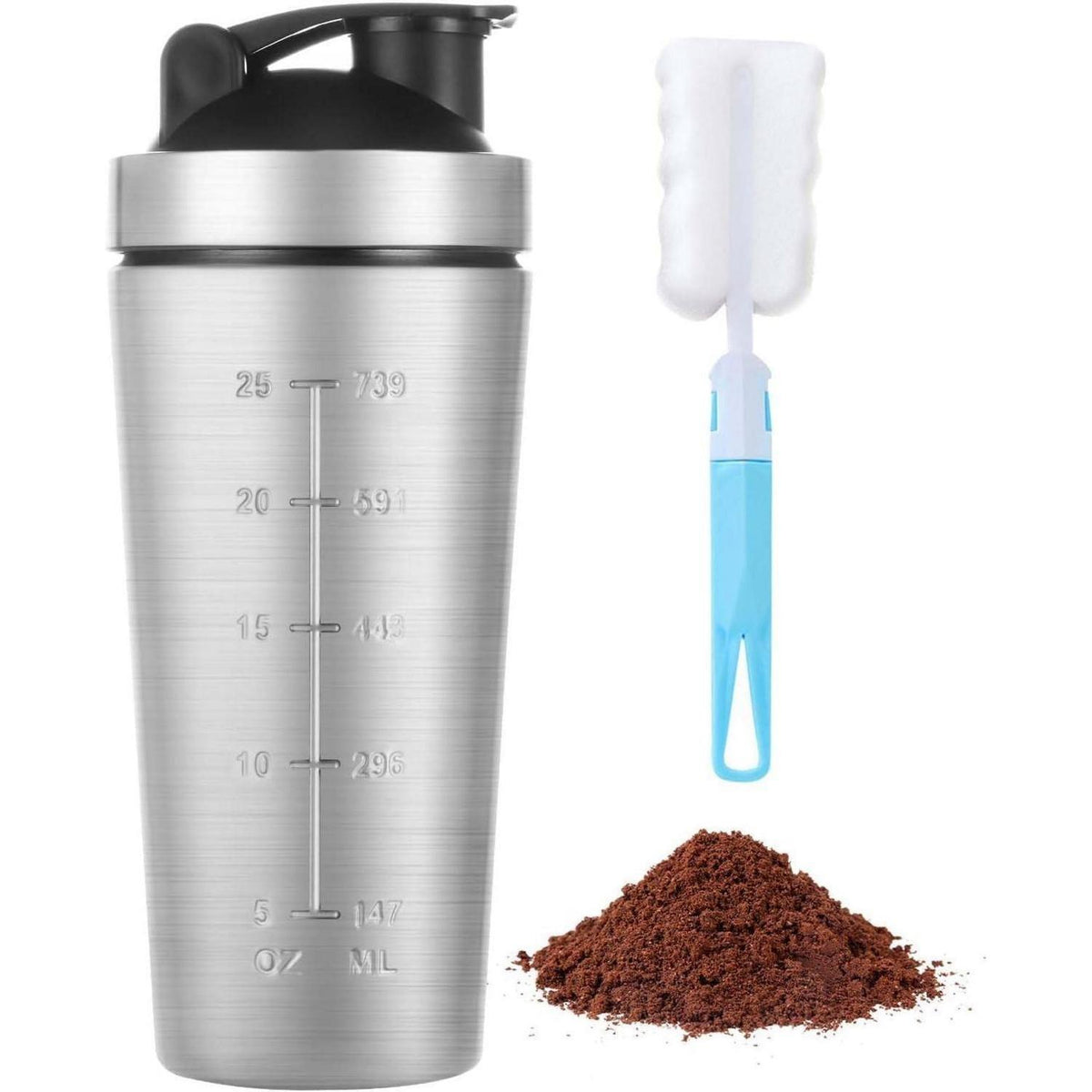 Edelstahl Protein Shaker 900ml mit Shaker Ball, Auslaufsicher