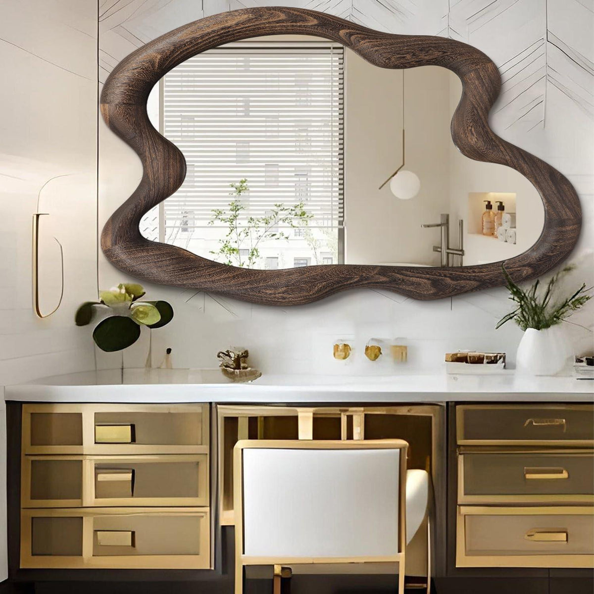 Großer Wandspiegel mit Holzrahmen – Vintage Design 80x60 cm