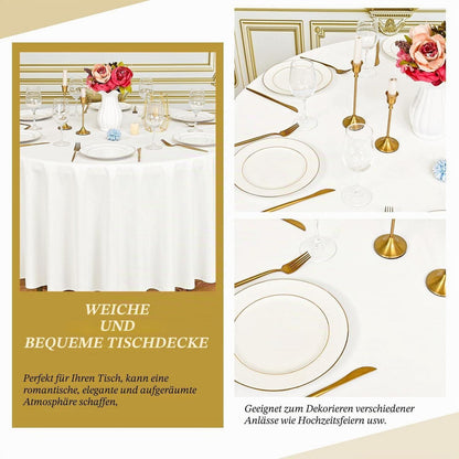6x Runde Tischdecke Elfenbein 305cm – Waschbar & Knitterfrei