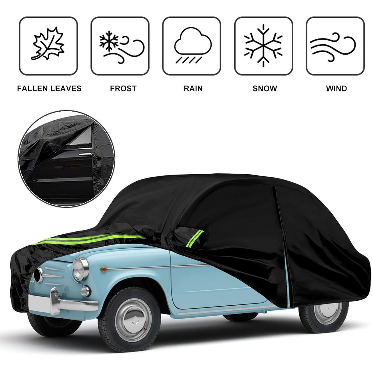Autoabdeckung Vollgarage für Fiat 600 1955-1969, wasserdicht & atmungsaktiv