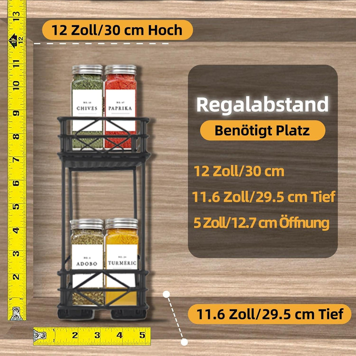 Ausziehbares Gewürzregal für Küchenschrank 2 Etagen - EasyVibe