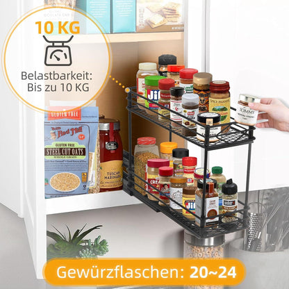 Ausziehbares Gewürzregal für Küchenschrank 2 Etagen - EasyVibe