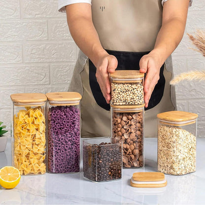 Vorratsgläser 2er Set 2200ml mit luftdichtem Bambusdeckel
