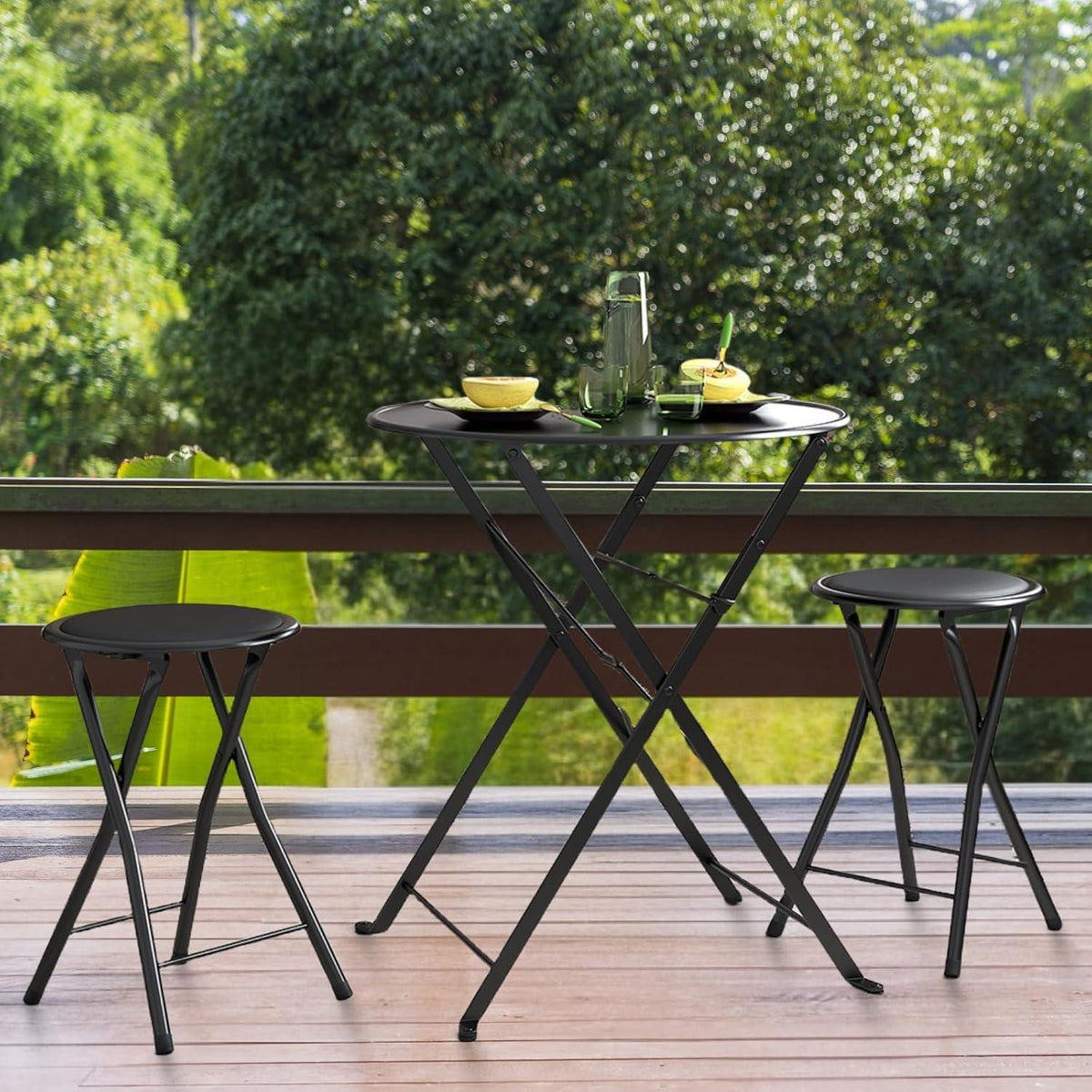 Klapphocker 4er-Set Schwarz – Bequeme Sitzgelegenheit für Garten & Küche