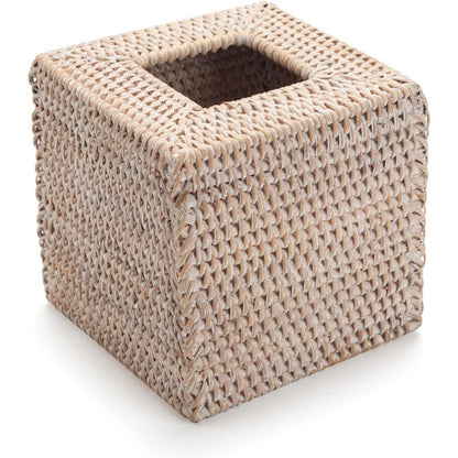 Rattan Taschentuchbox | Gewebter Tissue Box Halter Weiß