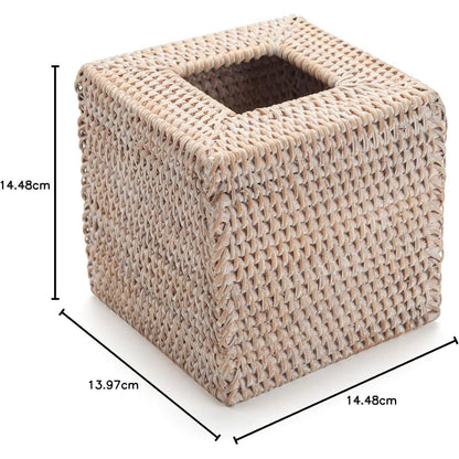 Rattan Taschentuchbox | Gewebter Tissue Box Halter Weiß