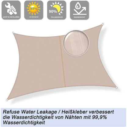 Wasserdichtes Sonnensegel 3.5x4.5m Taupe mit UV-Schutz
