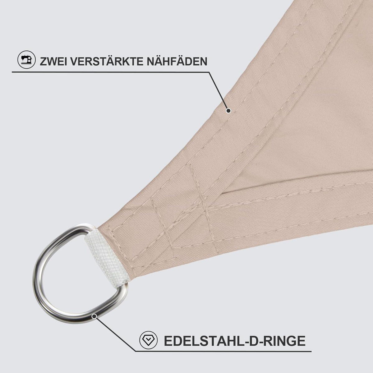 Wasserdichtes Sonnensegel 4x5m Taupe, 95% UV-Schutz