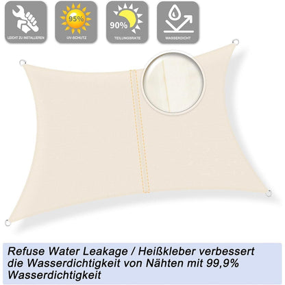 Wasserdichtes Sonnensegel Rechteckig 3.5x4.5m Helles Khaki UV-Schutz