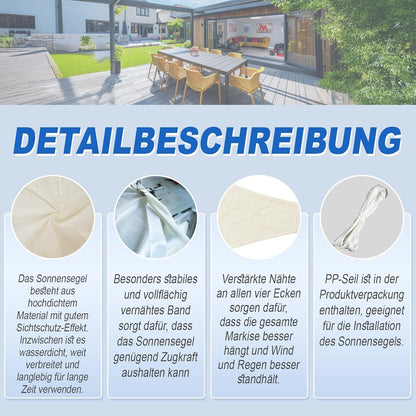 Wasserdichtes Sonnensegel Rechteckig 3.5x4.5m Helles Khaki UV-Schutz