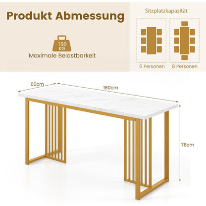 Esstisch 160x60 cm – Rechteckiger Küchentisch für 6-8 Personen