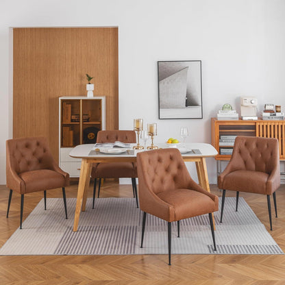 Esszimmerstühle 4er Set, Hellbraun mit Kissen & Hebel