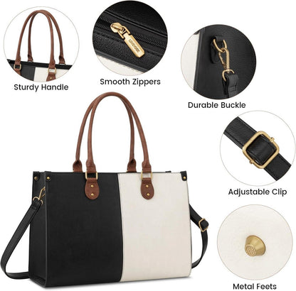 LOVEVOOK Handtasche Damen: Shopper, 15.6 Zoll PU Leder Tote Bag