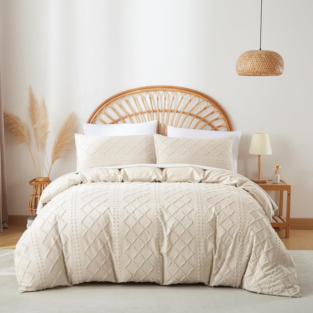 Beige Boho Bettwäsche-Set 220x240 + 2x80x80cm Getuftet