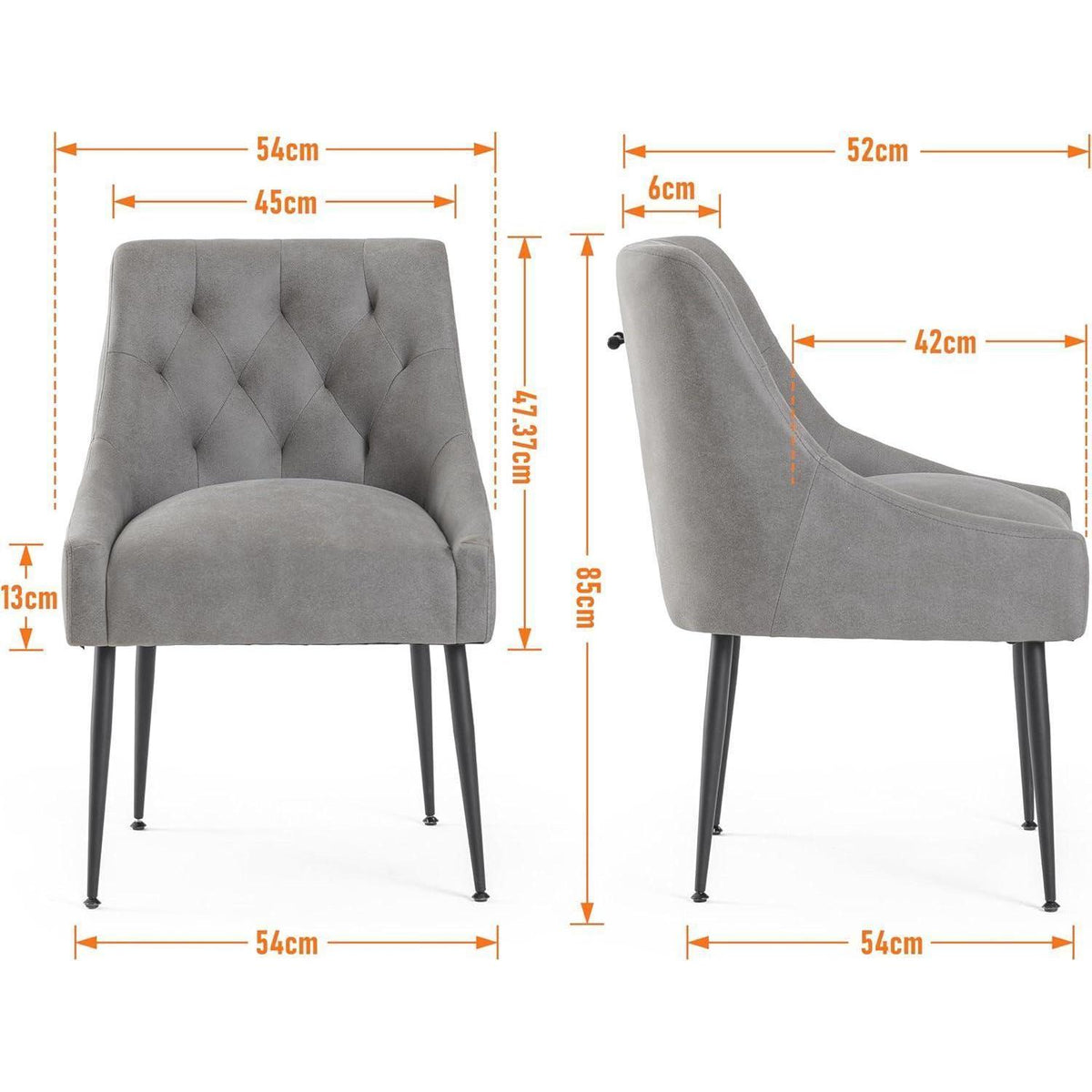 Esszimmerstühle Set 4 Grau | Modern, Bequem & Platzsparend