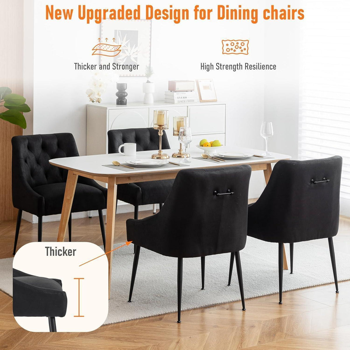 Esszimmerstühle 6er Set Schwarz – Modern & Komfortabel